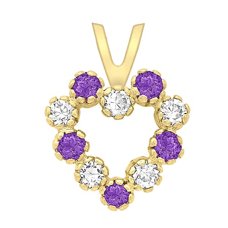 9K Yellow Gold  A   Purple Cubic Zirconia ,  Cubic Zirconia  Pendant 0.10 ct,  Gold Wt. 0.46 Gms  0.100  Ct.