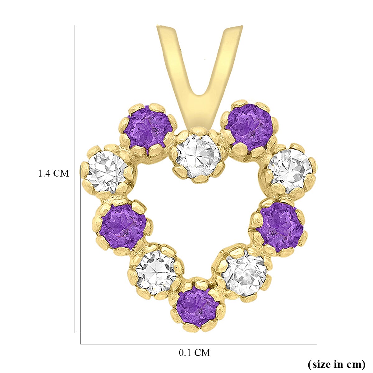 9K Yellow Gold  A   Purple Cubic Zirconia ,  Cubic Zirconia  Pendant 0.10 ct,  Gold Wt. 0.46 Gms  0.100  Ct.