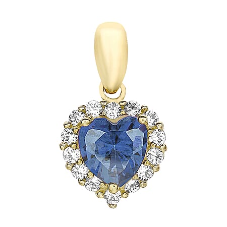 9K Yellow Gold  A   Blue Cubic Zirconia ,  Cubic Zirconia  Pendant 2.49 ct,  Gold Wt. 0.9 Gms  2.490  Ct.