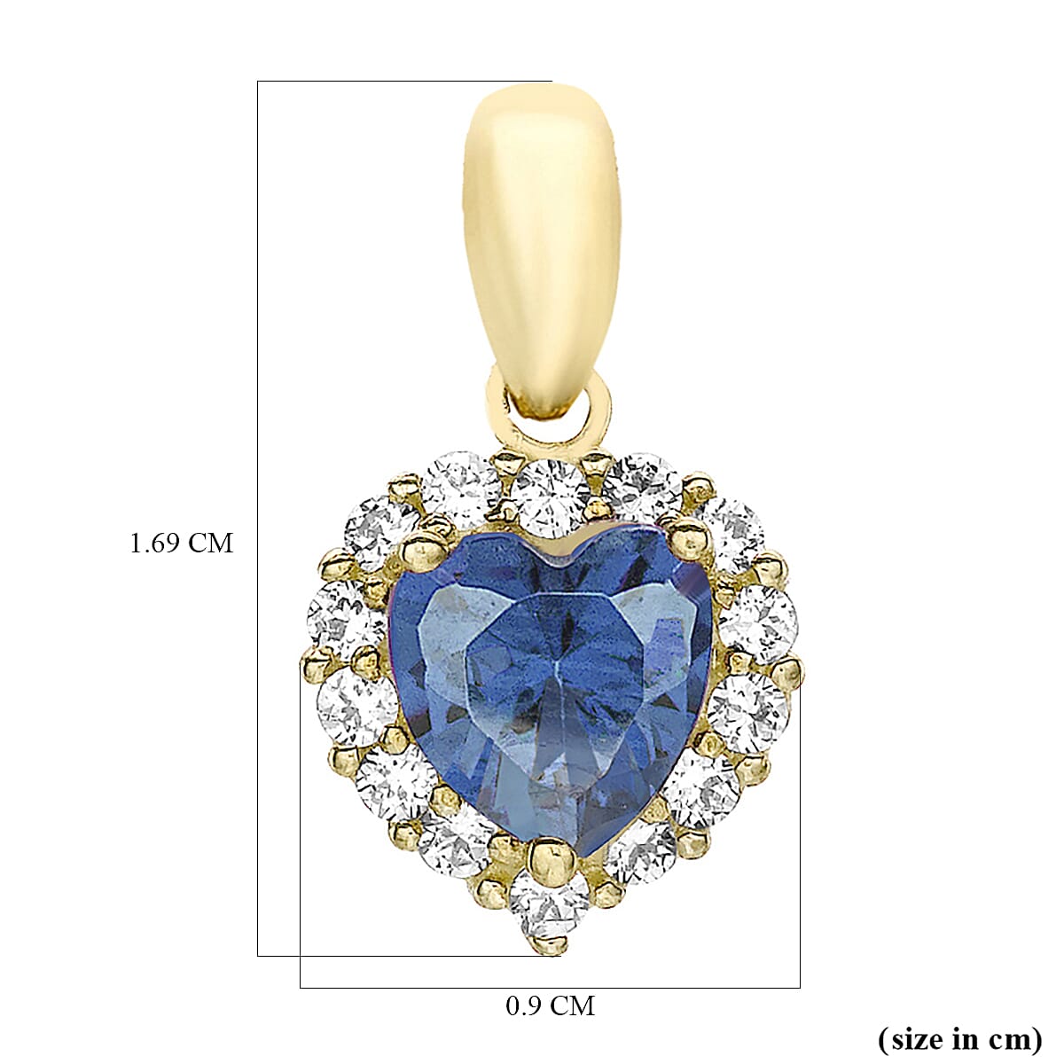 9K Yellow Gold  A   Blue Cubic Zirconia ,  Cubic Zirconia  Pendant 2.49 ct,  Gold Wt. 0.9 Gms  2.490  Ct.