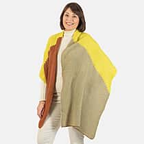 Wool Blend Diagonal Knitted Scarf - Lime Green