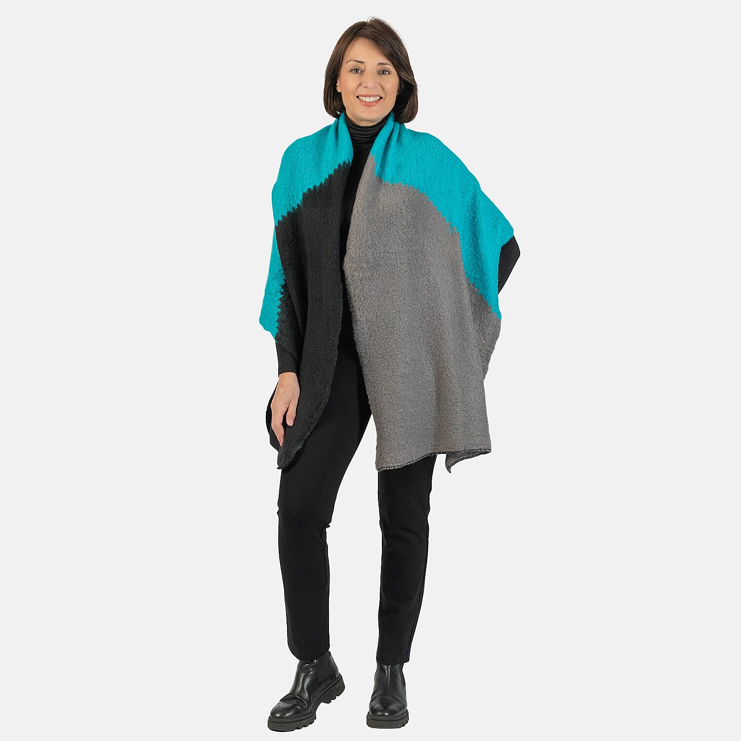 Wool Blend Diagonal Knitted Scarf - Lime Green