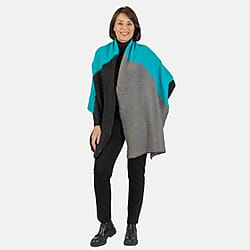 Wool Blend Diagonal Knitted Scarf - Lime Green