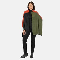 Wool Blend Diagonal Knitted Scarf - Lime Green