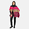 Wool Blend Leopard Print Stripe Knitted Scarf - Fuchsia Pink