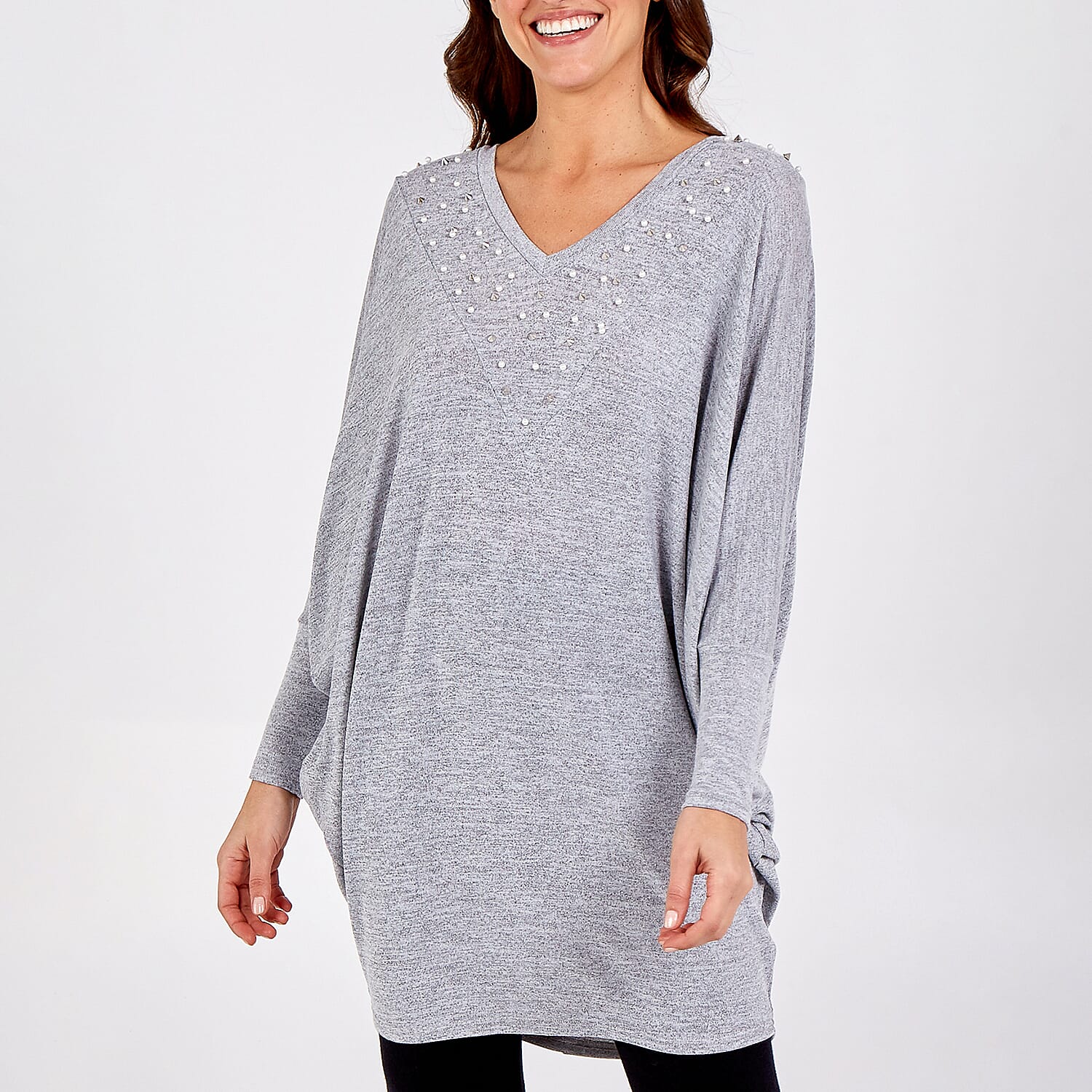 Nova of London Ladies Jersey Top (One Size 8-18) - Grey