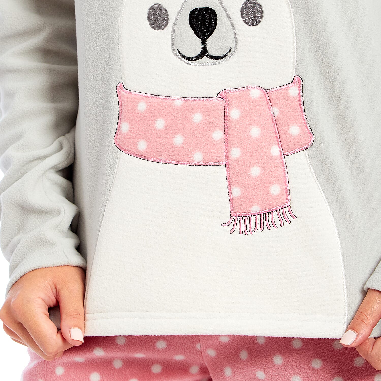 Super Soft Microfleece Pyjama Set (Size S) - Grey & Pink