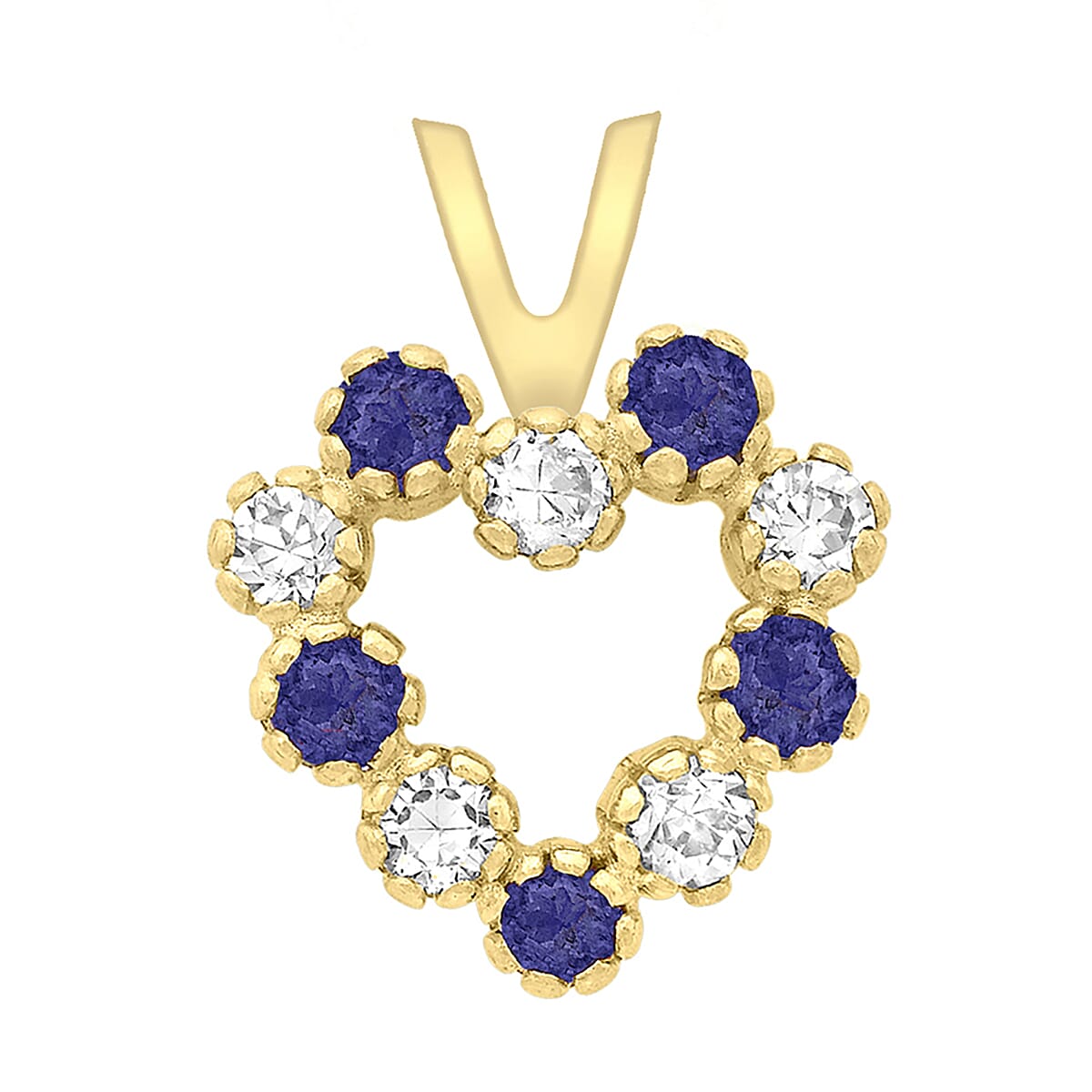 9K Yellow Gold  A   Blue Cubic Zirconia ,  Cubic Zirconia  Pendant 0.10 ct,  Gold Wt. 0.5 Gms  0.100  Ct.