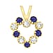 9K Yellow Gold  A   Blue Cubic Zirconia ,  Cubic Zirconia  Pendant 0.10 ct,  Gold Wt. 0.5 Gms  0.100  Ct.