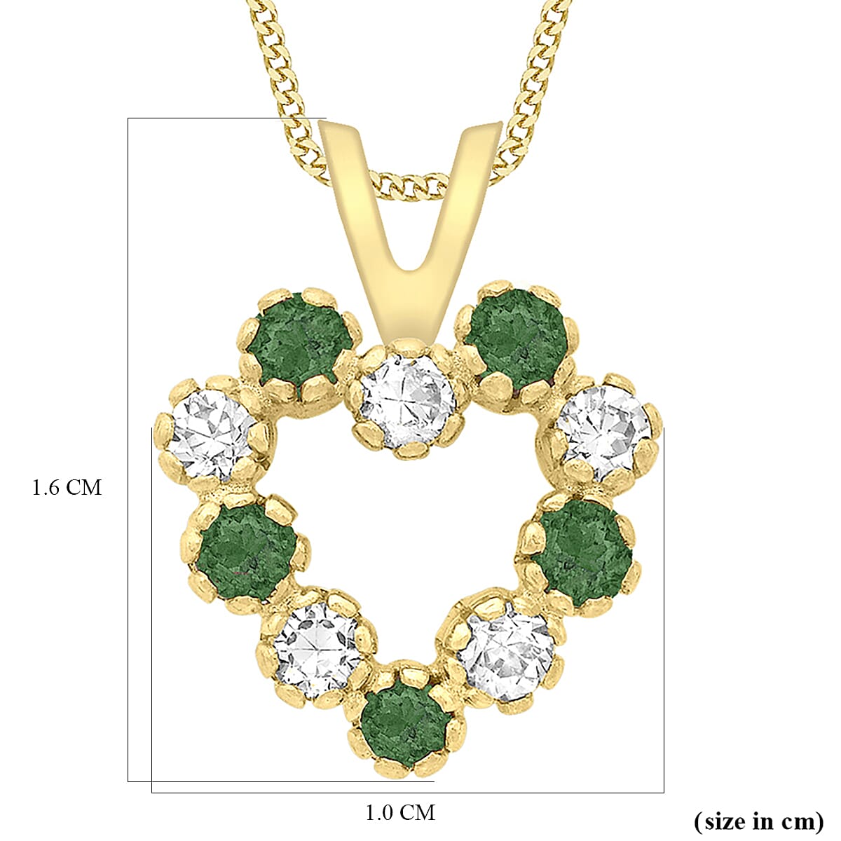 9K Yellow Gold  A   Green Cubic Zirconia ,  Cubic Zirconia  Pendant 0.10 ct,  Gold Wt. 0.5 Gms  0.100  Ct.