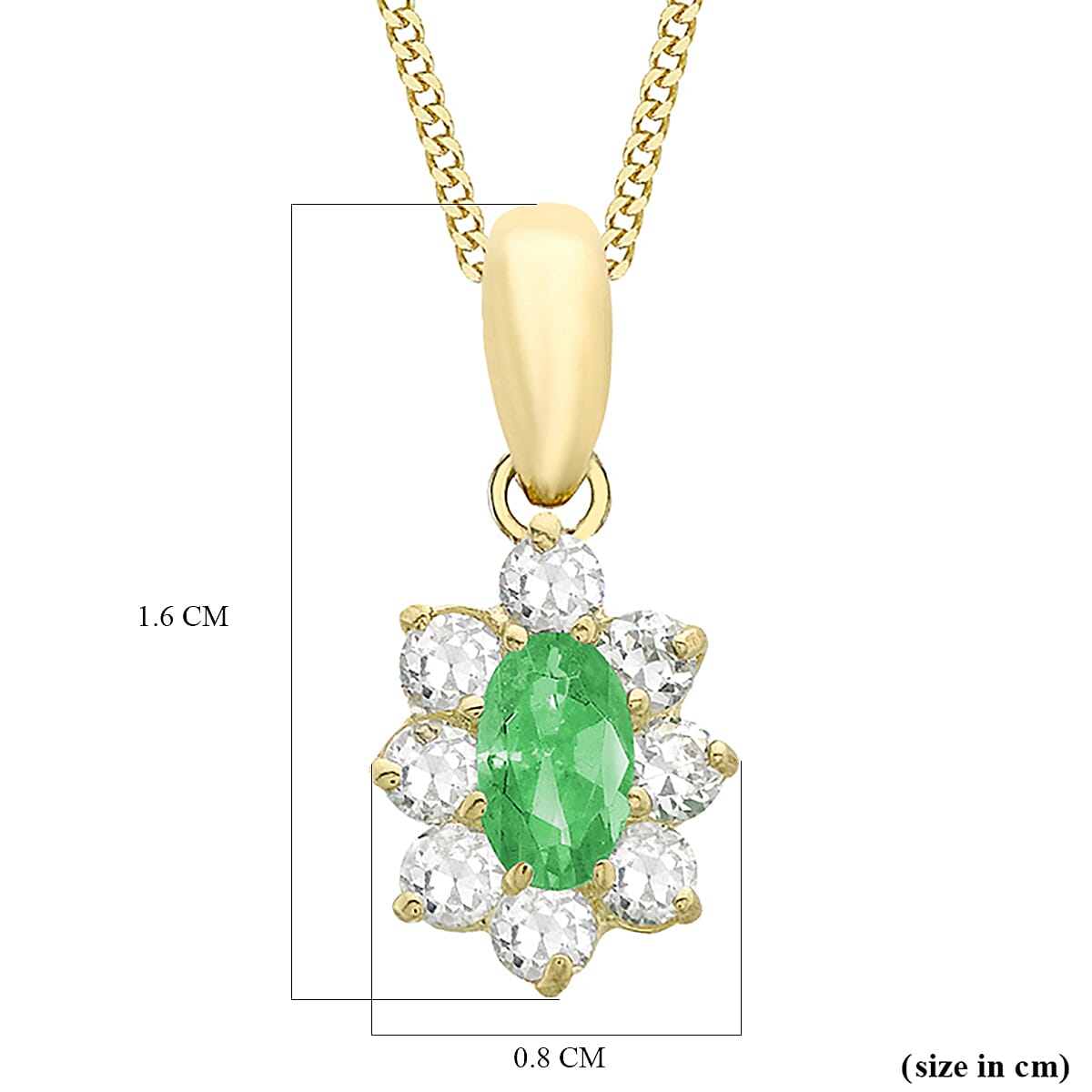 9K Yellow Gold  A   Green Cubic Zirconia ,  Cubic Zirconia  Pendant 0.66 ct,  Gold Wt. 0.5 Gms  0.660  Ct.
