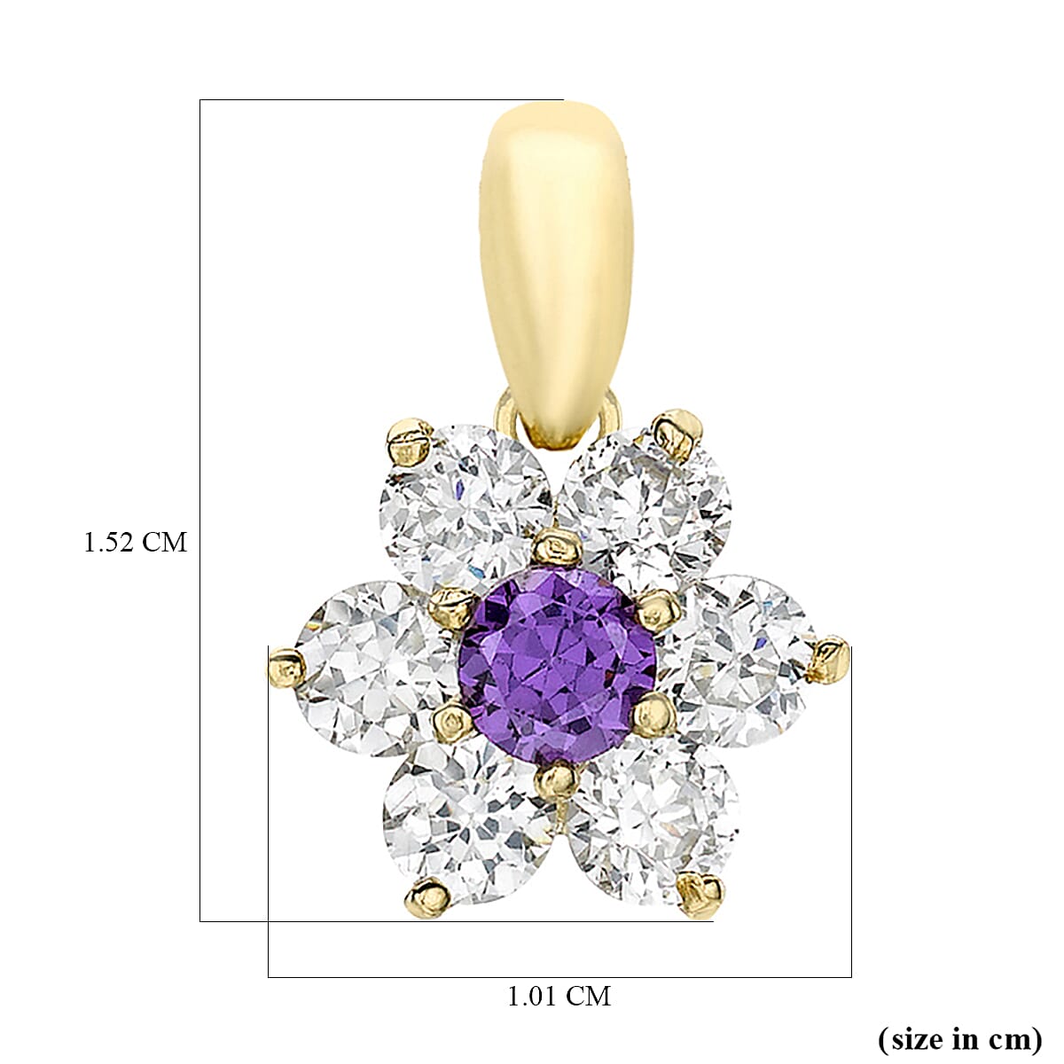 9K Yellow Gold  A   Purple Cubic Zirconia ,  Cubic Zirconia  Pendant 1.54 ct,  Gold Wt. 0.75 Gms  1.540  Ct.