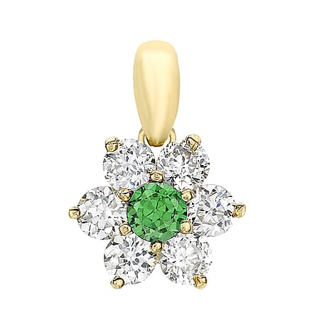 9K Yellow Gold  A   Green Cubic Zirconia ,  Cubic Zirconia  Pendant 1.54 ct,  Gold Wt. 0.75 Gms  1.540  Ct.