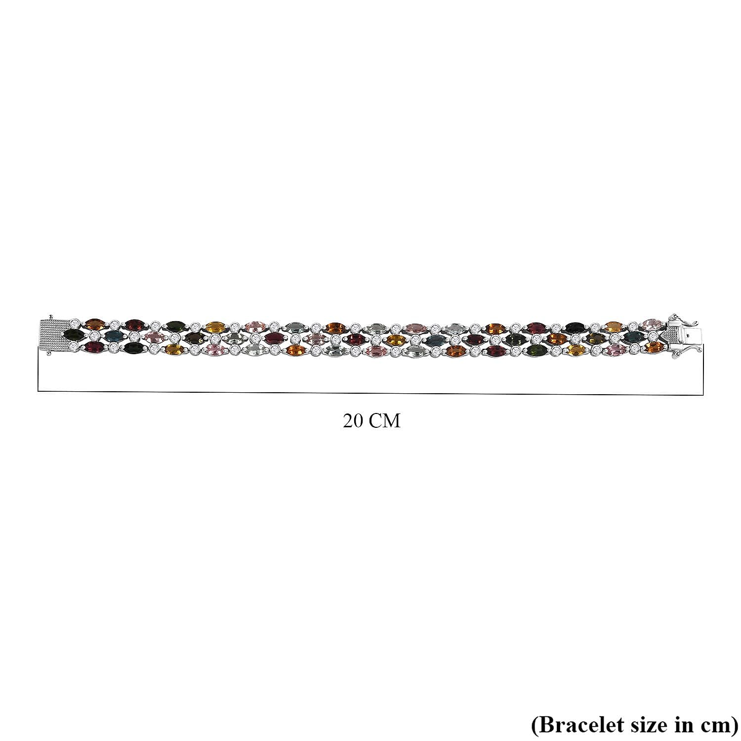 Multi-Tourmaline & Natural Zircon Bracelet (Size - 7) in Platinum Overlay Sterling Silver Multi-Tourmaline & Natural Zircon Bracelet (Size - 7) in Platinum Overlay Sterling Silver