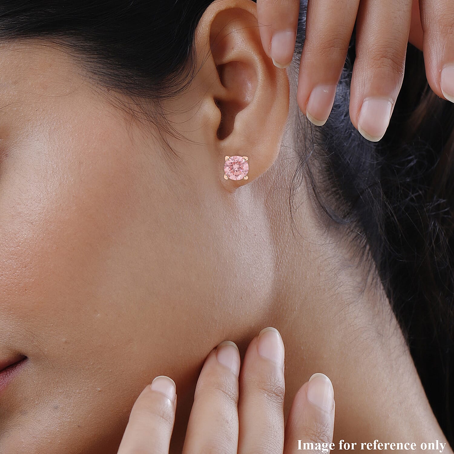 Luxuriant Diamond - 14K Rose Gold Lab Grown SGL Certified Pink Diamond (VS-SI) Solitaire Earrings 1.00 Ct.