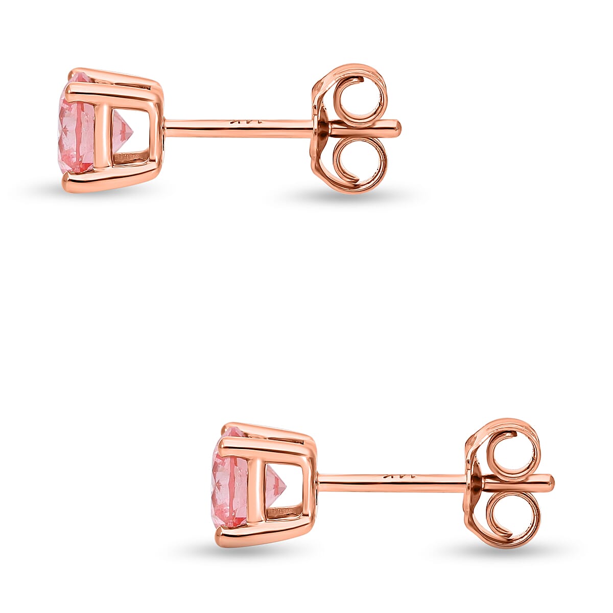 Luxuriant Diamond - 14K Rose Gold Lab Grown SGL Certified Pink Diamond (VS-SI) Solitaire Earrings 1.00 Ct.