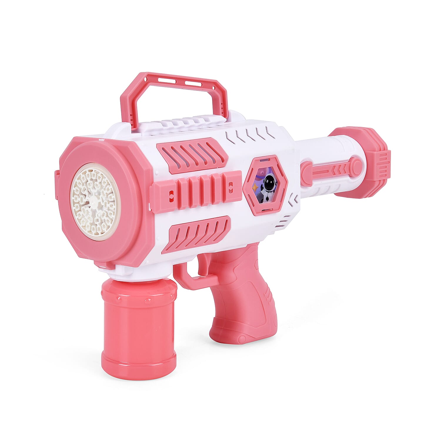 Automatic Rechargeable Powerful Bubble Machine Gun (30 Holes and 2 Bubble Solution Bottles) - Pink