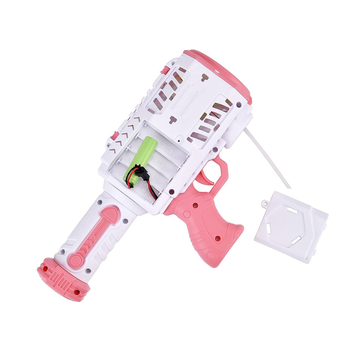 Automatic Rechargeable Powerful Bubble Machine Gun (30 Holes and 2 Bubble Solution Bottles) - Pink