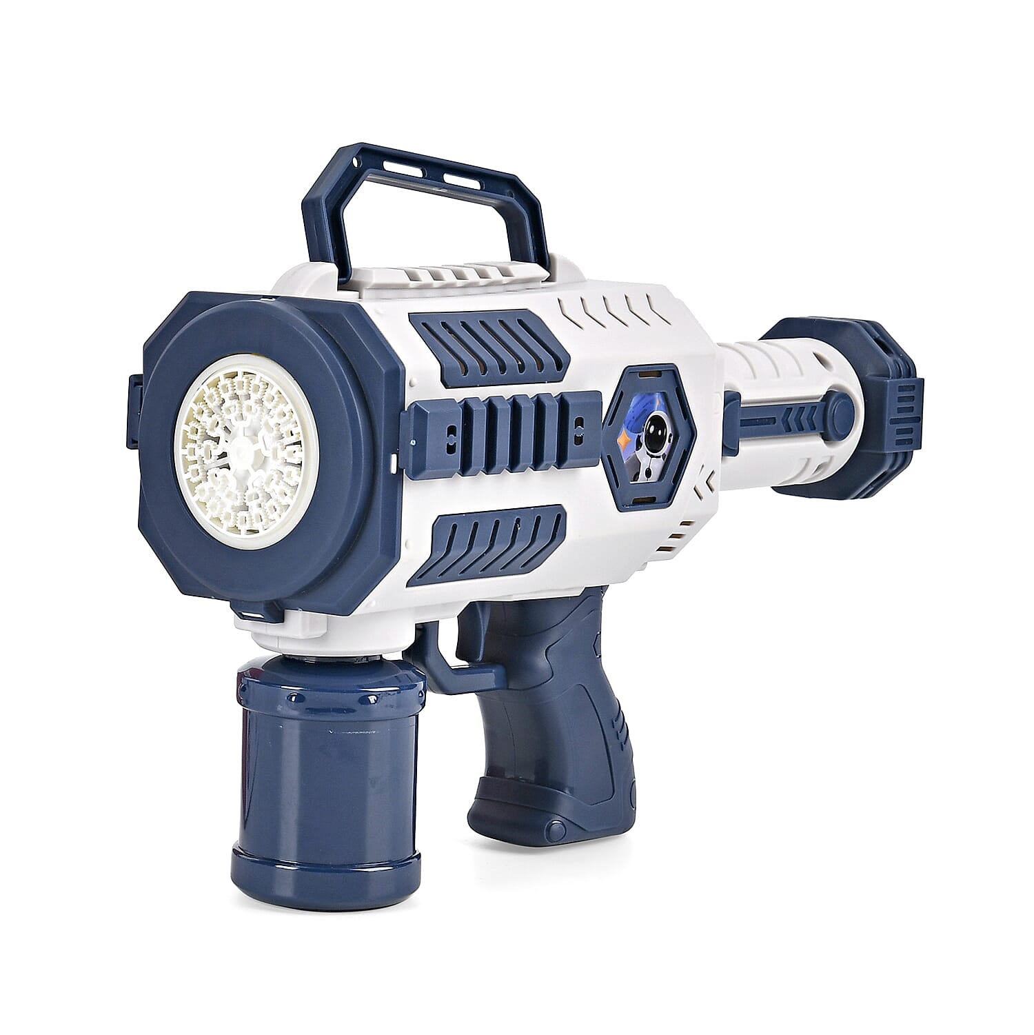 Automatic Rechargeable Powerful Bubble Machine Gun (30 Holes and 2 Bubble Solution Bottles) - Blue
