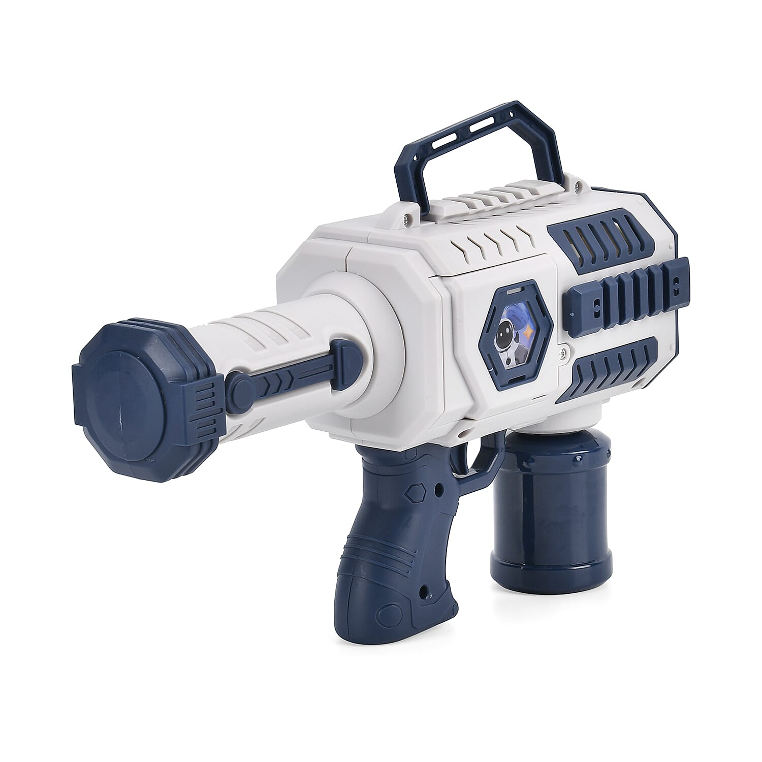 Automatic Rechargeable Powerful Bubble Machine Gun (30 Holes and 2 Bubble Solution Bottles) - Blue