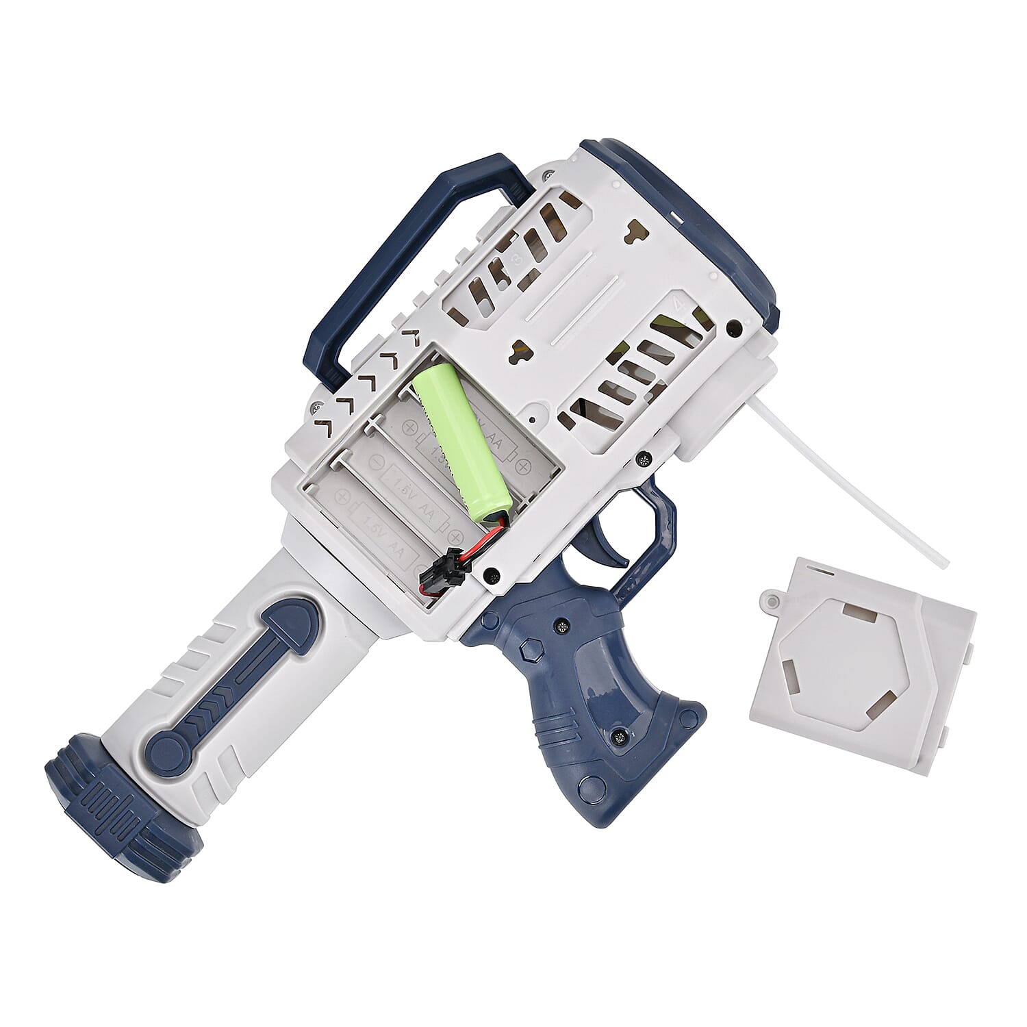 Automatic Rechargeable Powerful Bubble Machine Gun (30 Holes and 2 Bubble Solution Bottles) - Blue