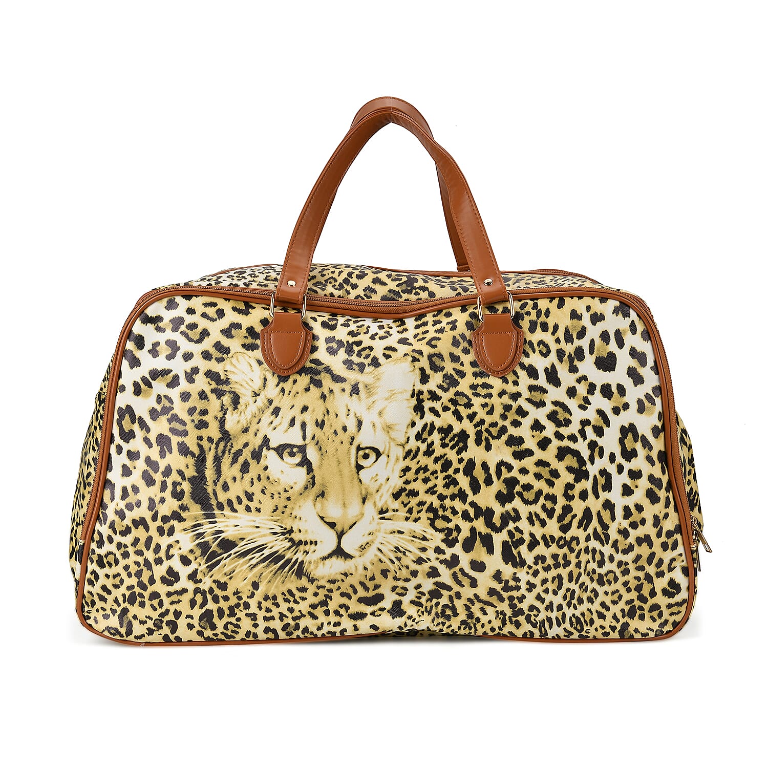 PU Leopard Travel Bag (Size 55x33x21 cm) - Yellow & Brown