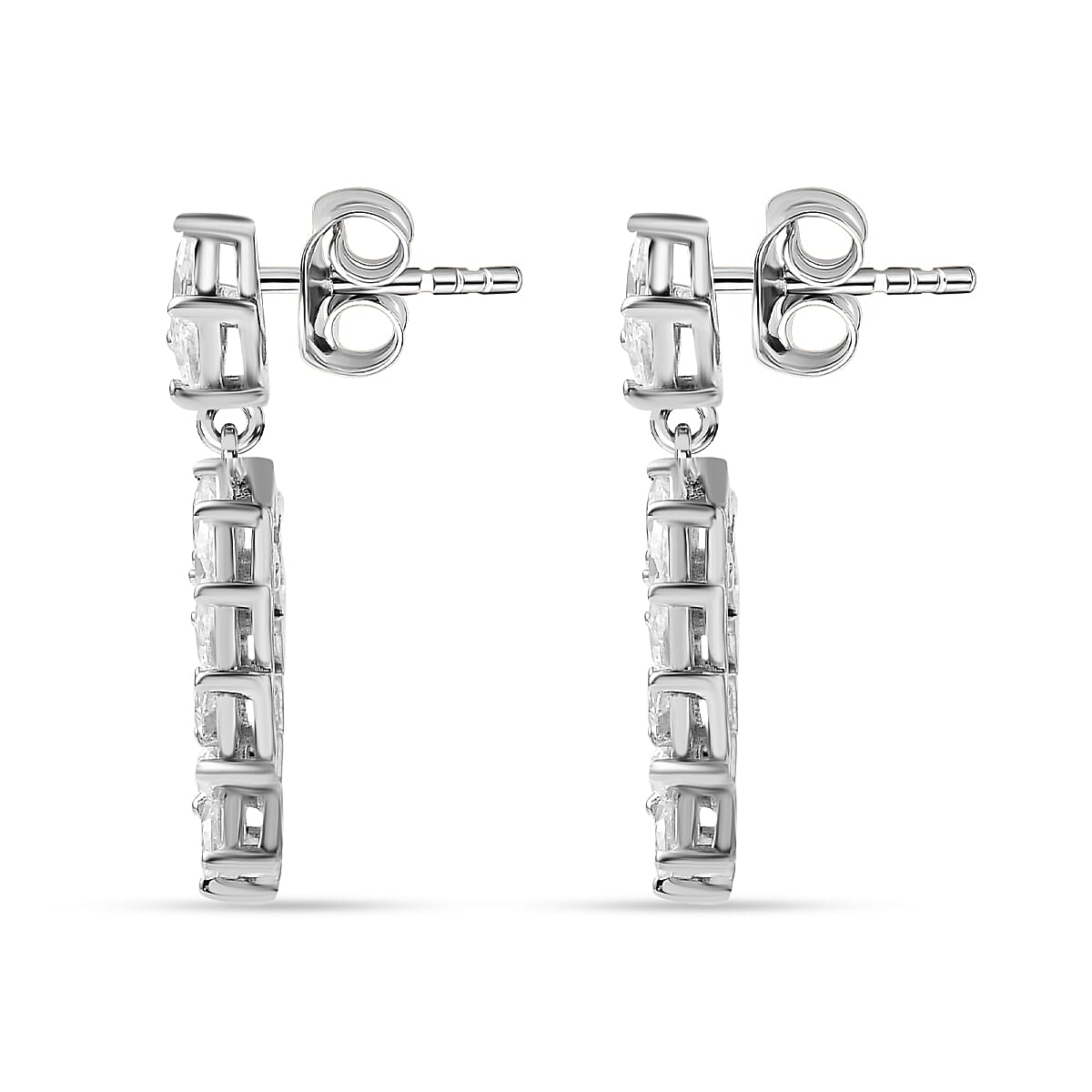 Moissanite Earrings in Platinum Overlay Sterling Silver 2.00 Ct. Moissanite Earrings in Platinum Overlay Sterling Silver 2.00 Ct.