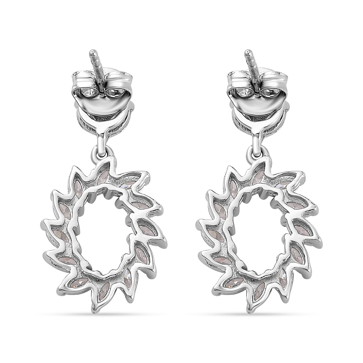 Moissanite Earrings in Platinum Overlay Sterling Silver 2.00 Ct. Moissanite Earrings in Platinum Overlay Sterling Silver 2.00 Ct.