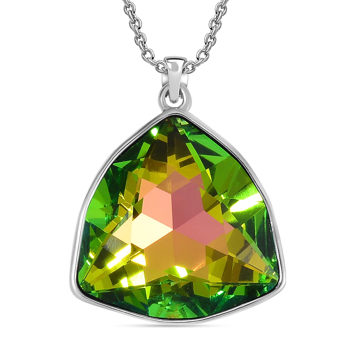 Multi Colour Austrian Crystal Triangle Necklace (Size - 20)