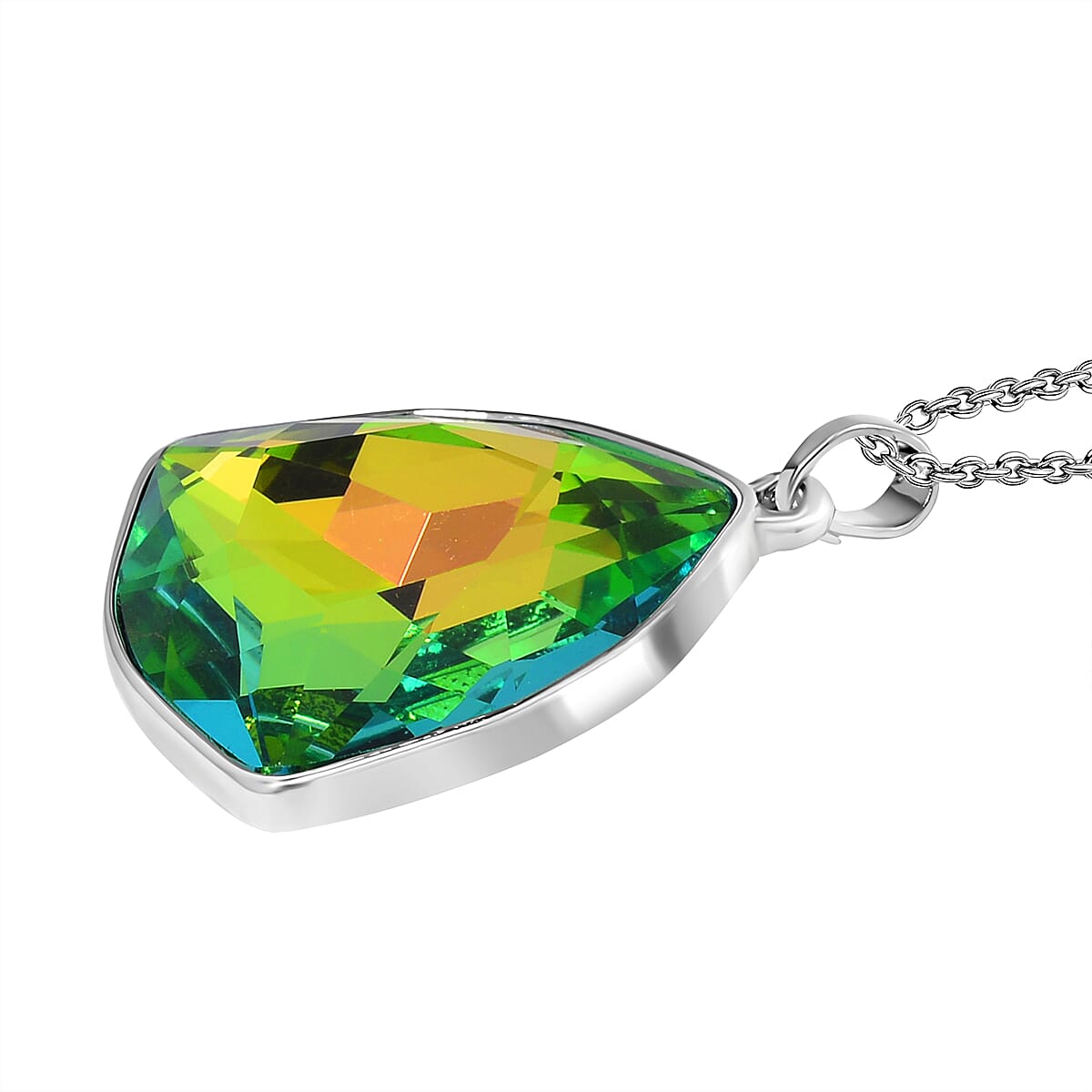 Multi Colour Austrian Crystal Triangle Necklace (Size - 20)