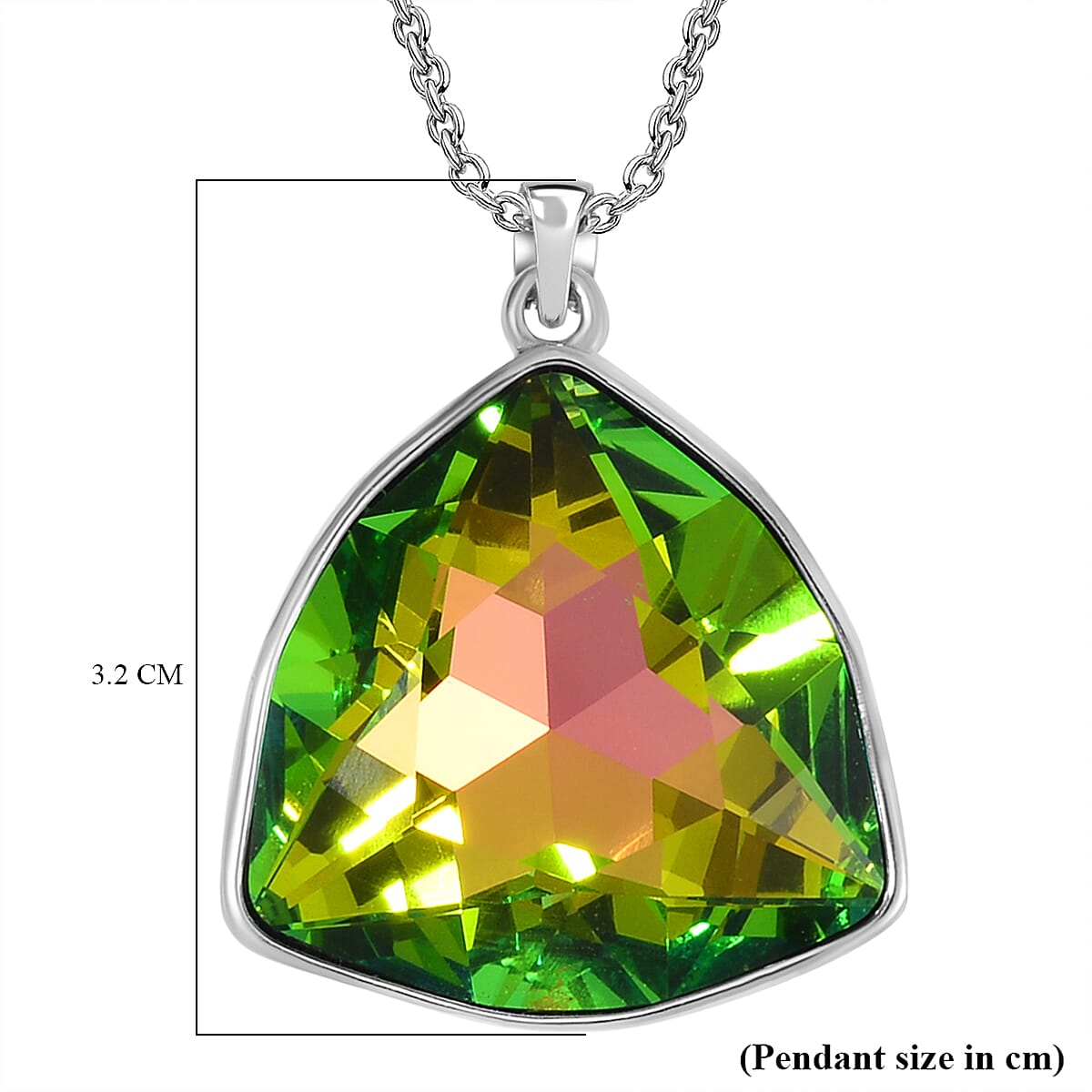 Multi Colour Austrian Crystal Triangle Necklace (Size - 20)