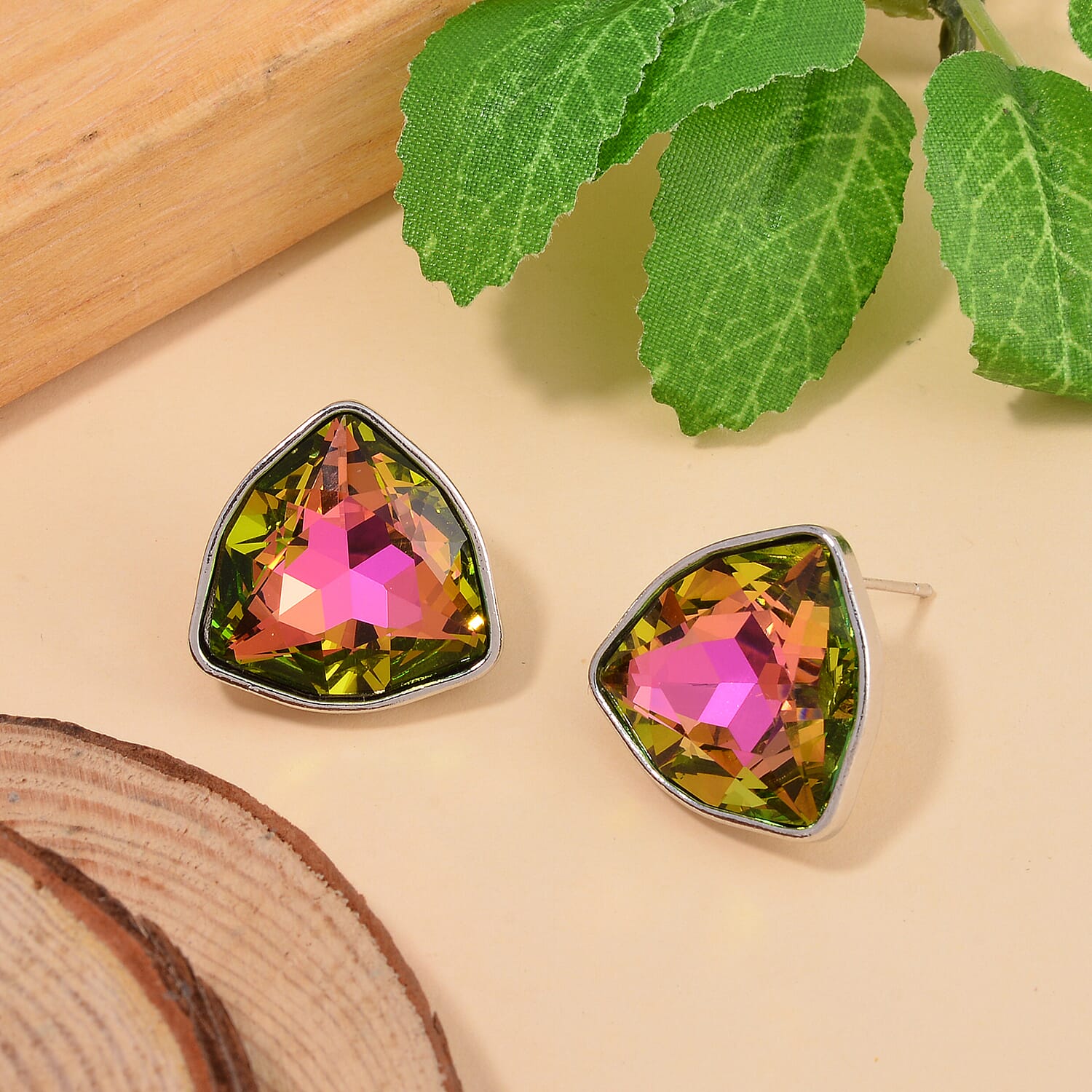 Austrian Crystal Triangle Stud Earrings