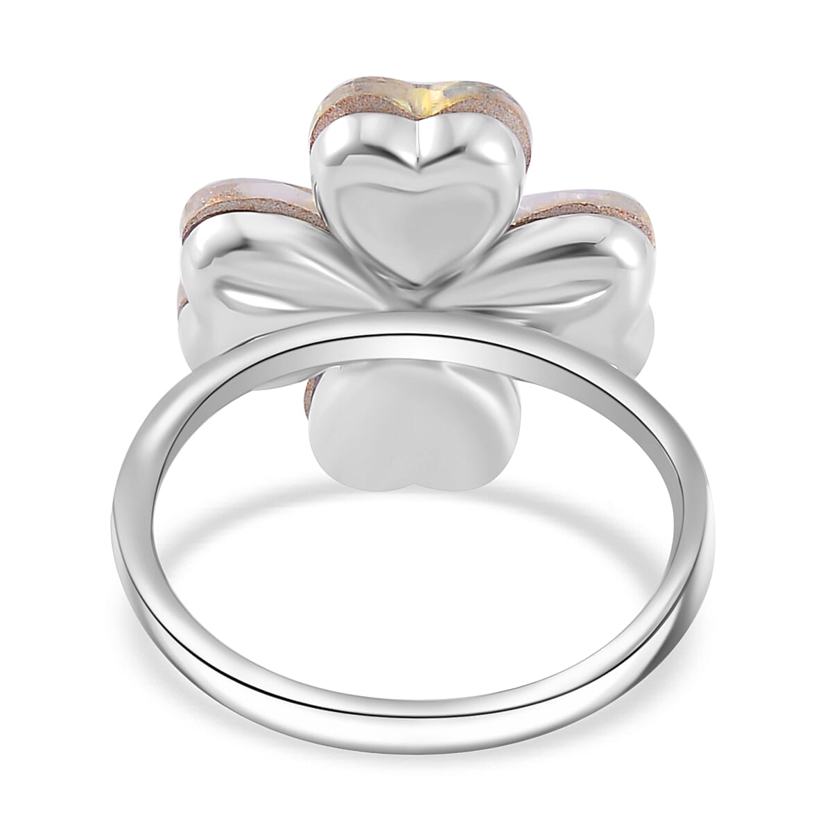 Simulated Mystic White Austrian Crystal Floral Ring