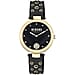 Versace Versus Los Feliz Quartz Movement 3ATM Water Resistant Analog Watch With Black Leather Strap - Yellow Gold