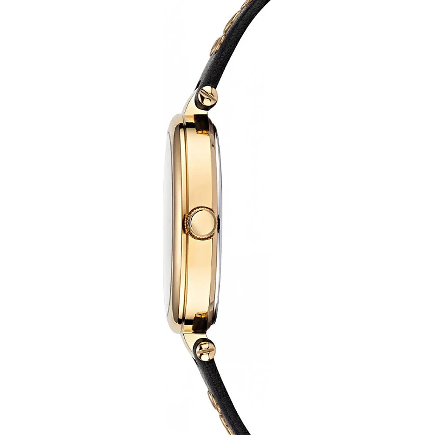 Versace Versus Los Feliz Quartz Movement 3ATM Water Resistant Analog Watch With Black Leather Strap - Yellow Gold