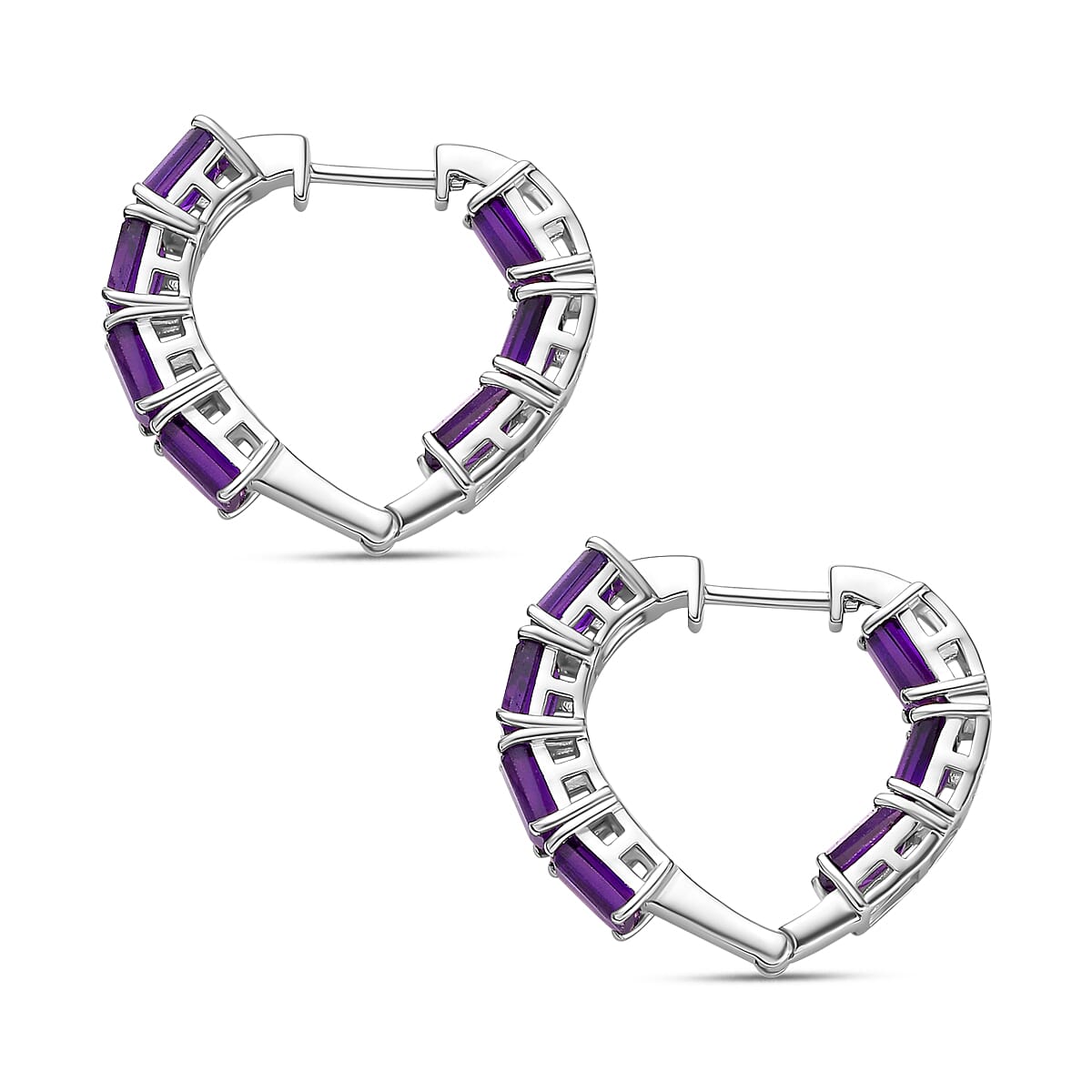 AAA Amethyst Hoop Earrings in Platinum Overlay Sterling Silver 7.75 Ct, Silver Wt. 6.52 Gms