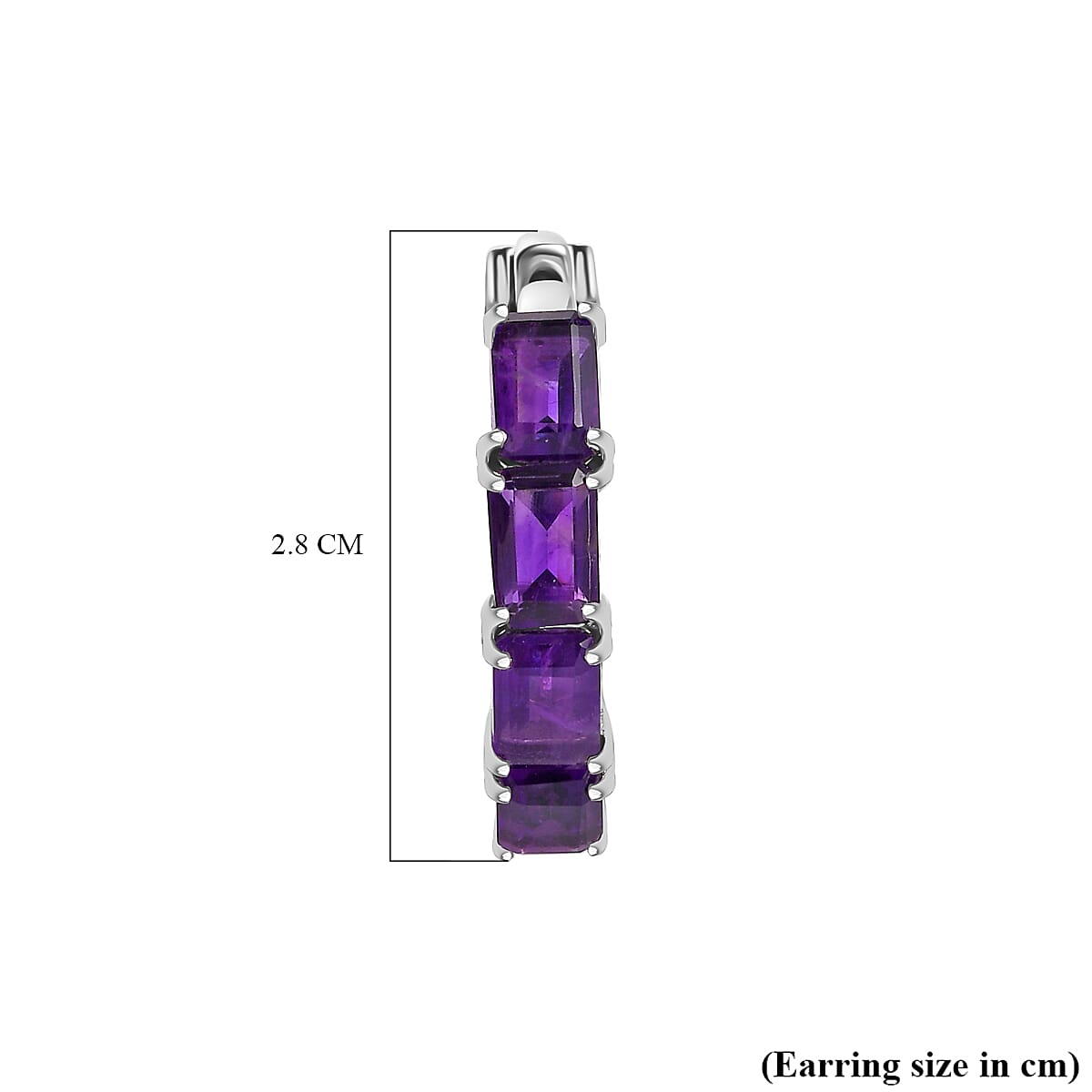 AAA Amethyst Hoop Earrings in Platinum Overlay Sterling Silver 7.75 Ct, Silver Wt. 6.52 Gms