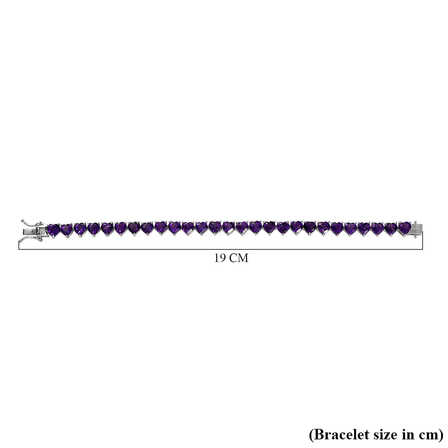 AAA Amethyst Heart Tennis Bracelet (Size - 7) in Platinum Overlay Sterling Silver 18.95 Ct, Silver Wt 10.80 GM