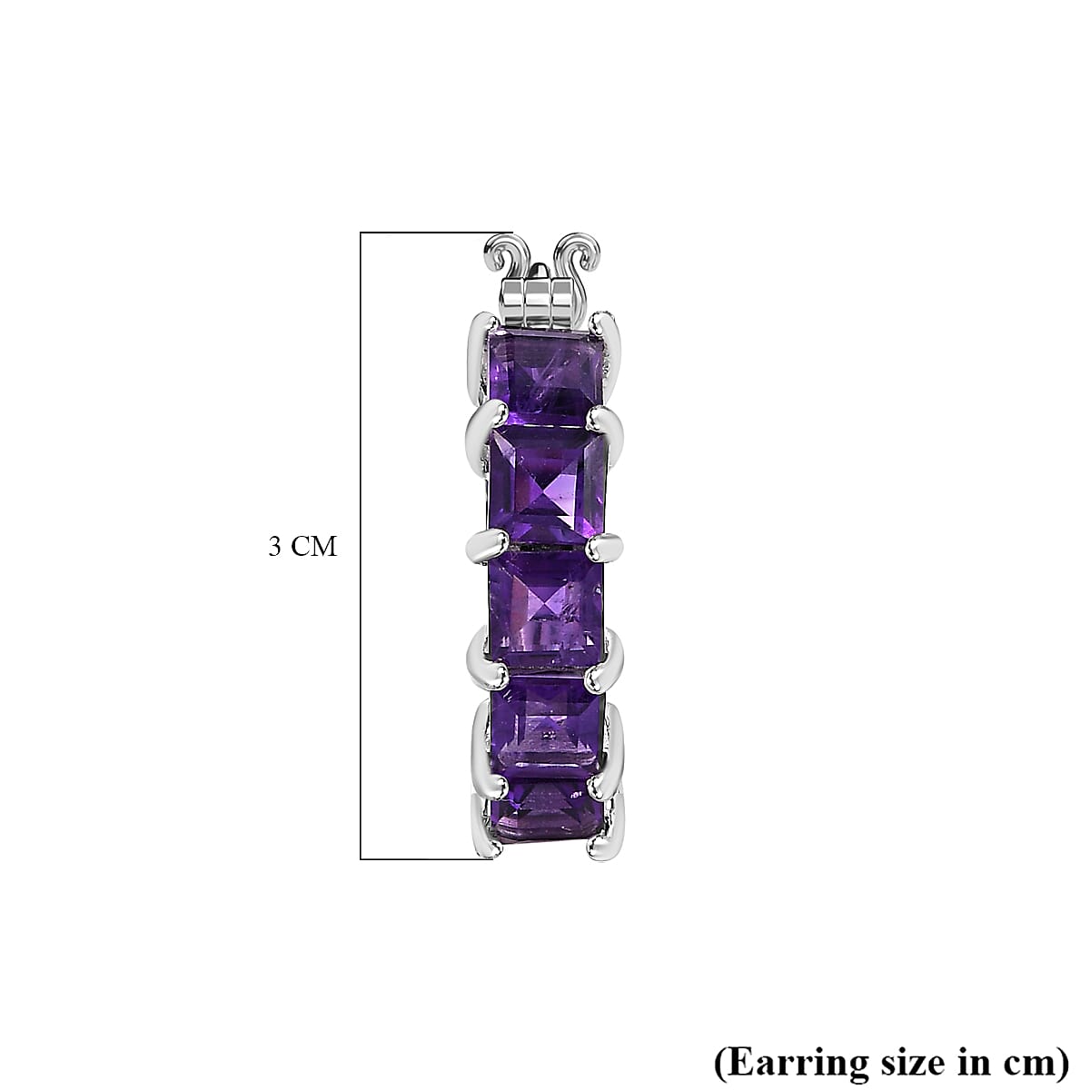 AAA Amethyst Hoop Earrings in Platinum Overlay Sterling Silver 6.30 Ct, Silver Wt. 6.08 Gms