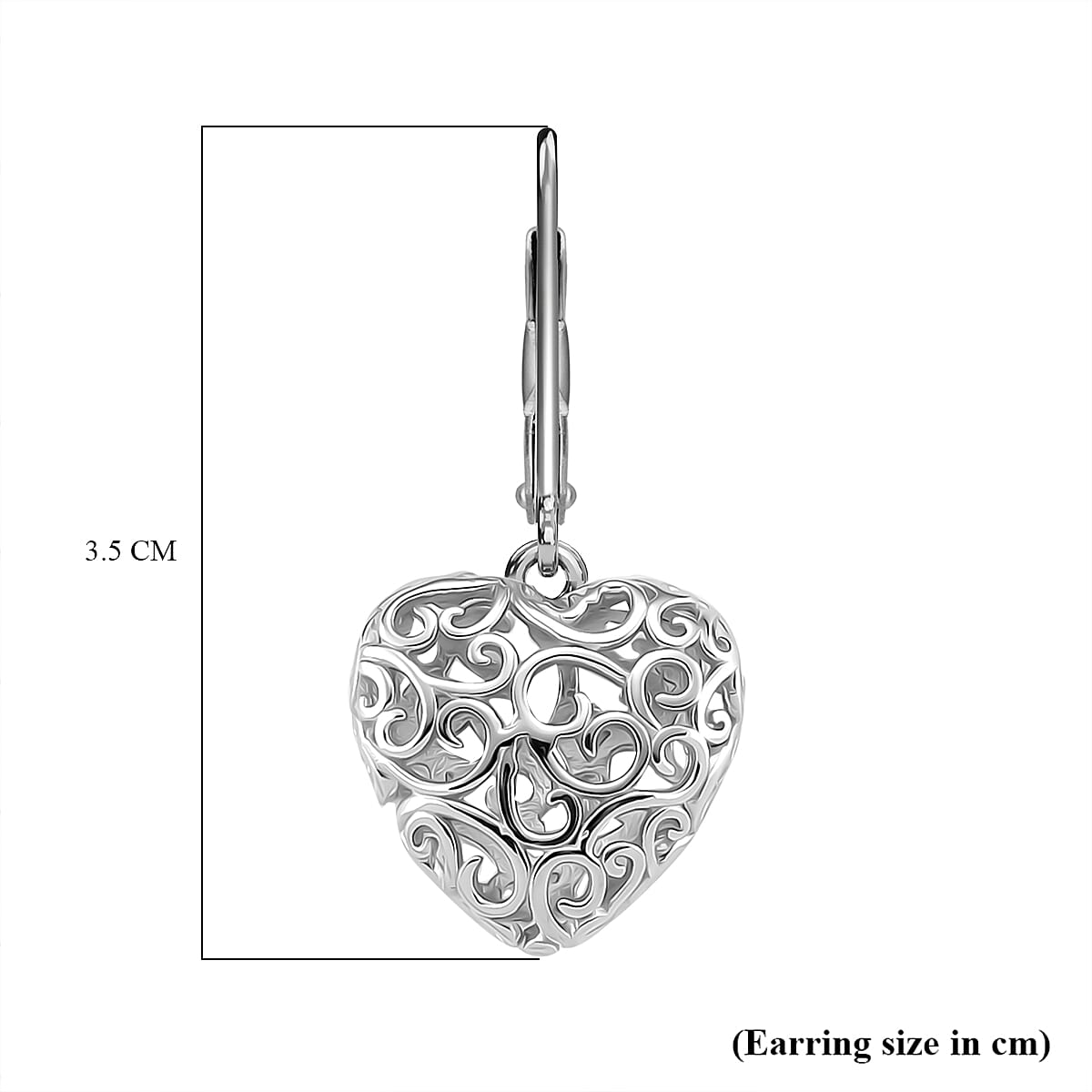 LUCY Q Amore Filigree Collection - Rhodium Overlay Sterling Silver Heart Earrings with Lever Back, Silver Wt. 5.50 Gms. LUCY Q Amore Filigree Collection - Rhodium Overlay Sterling Silver Heart Earrings with Lever Back, Silver Wt. 5.50 Gms.