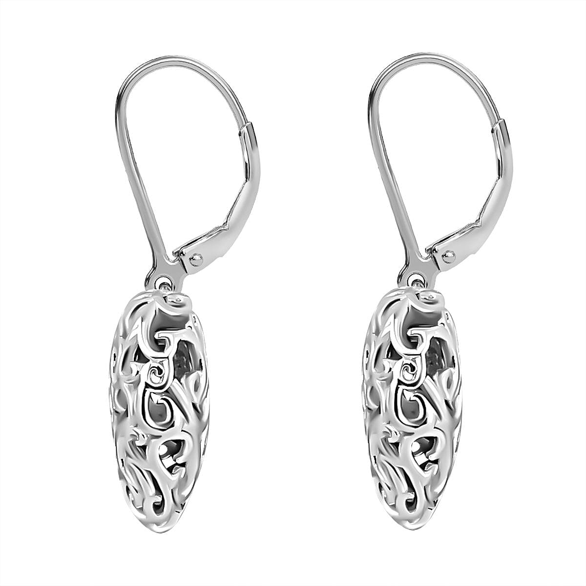 LUCY Q Amore Filigree Collection - Rhodium Overlay Sterling Silver Heart Earrings with Lever Back, Silver Wt. 5.50 Gms. LUCY Q Amore Filigree Collection - Rhodium Overlay Sterling Silver Heart Earrings with Lever Back, Silver Wt. 5.50 Gms.