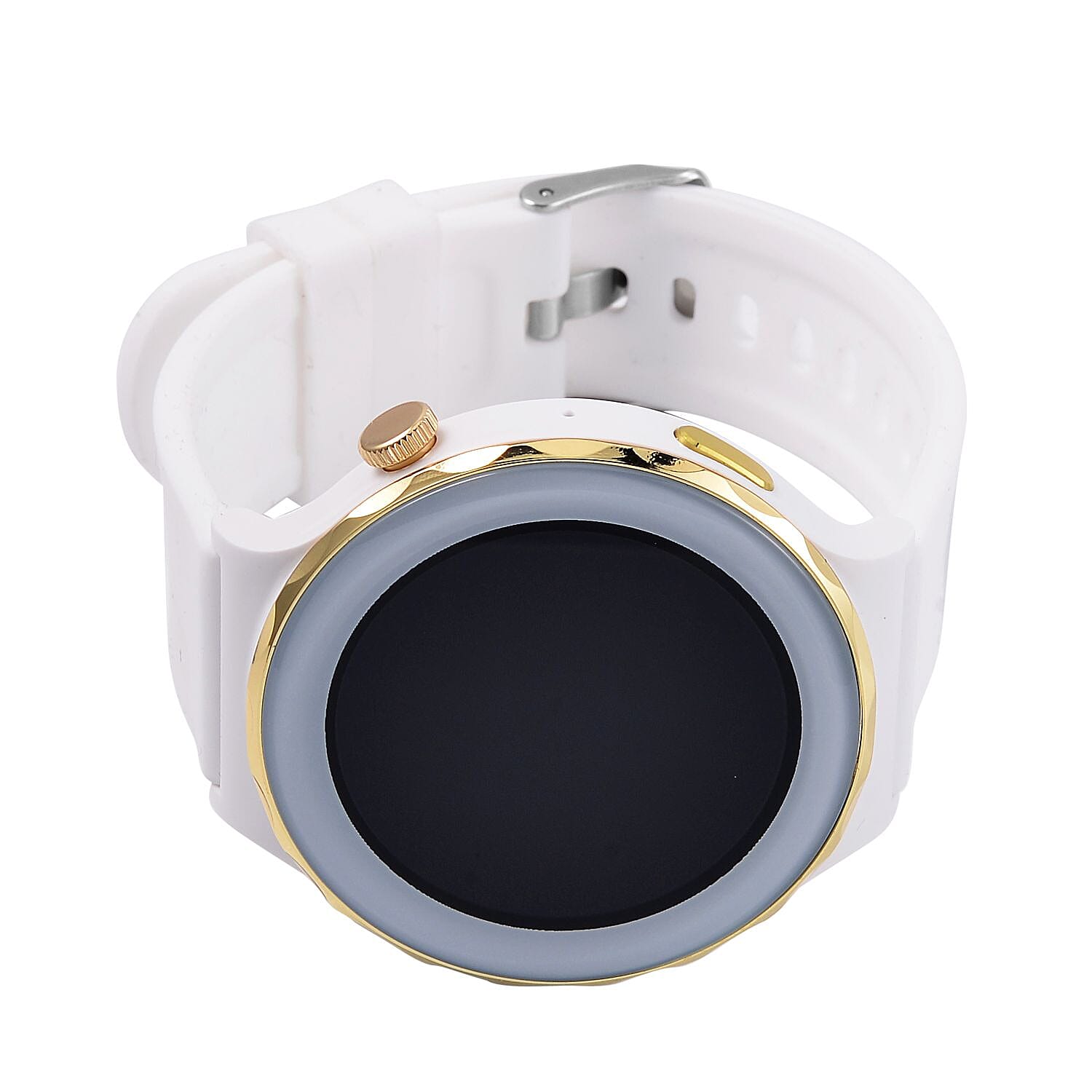 Smart Watch - Multi Face, with Steps, Sleep, Heart Rate, Blood, Spo2. Blue Literal Dial and White Silicone Strap