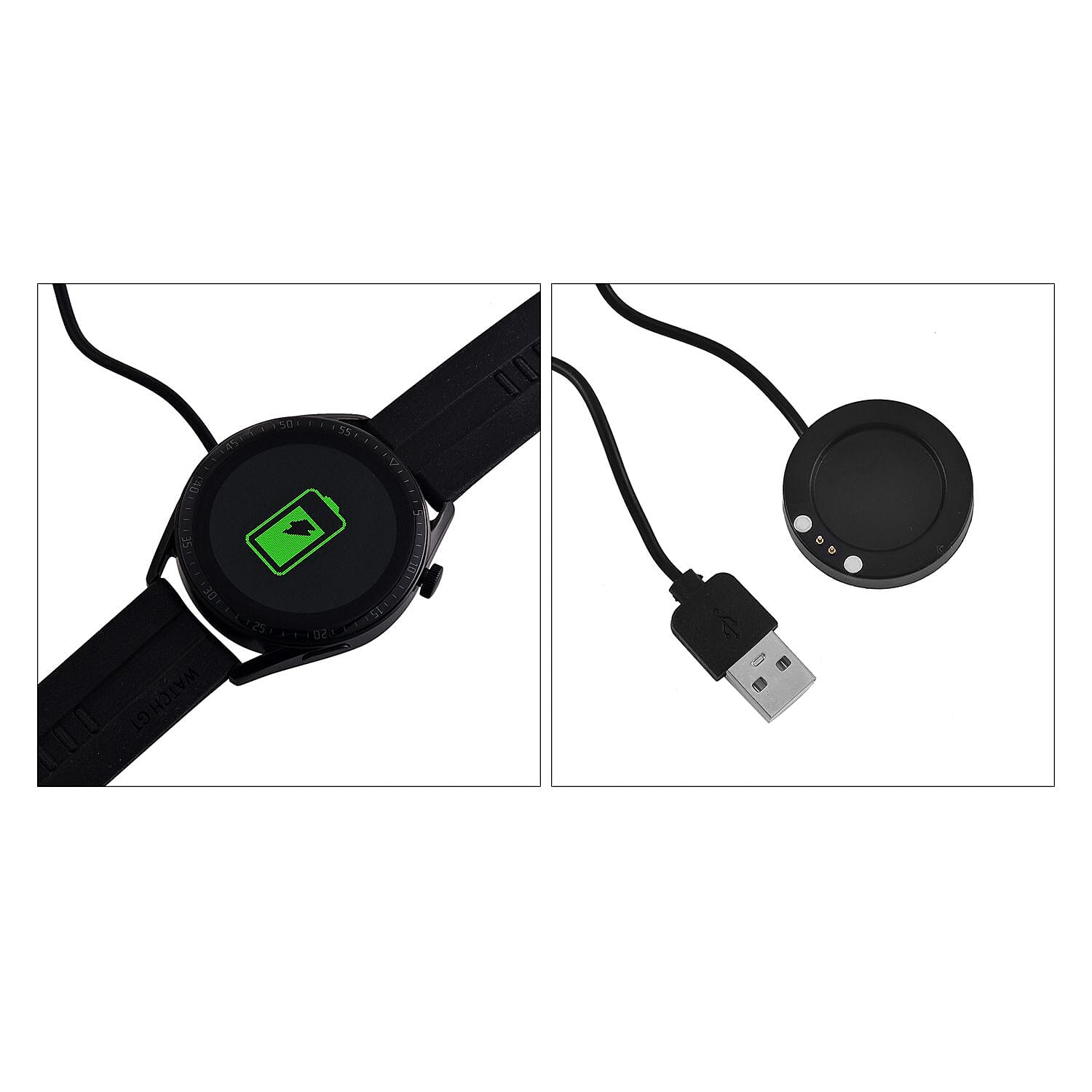 Round Screen Bluetooth Smart Watch with Hryfine App (supports Apple iOS 10, Android 6.0 or Above) - Black