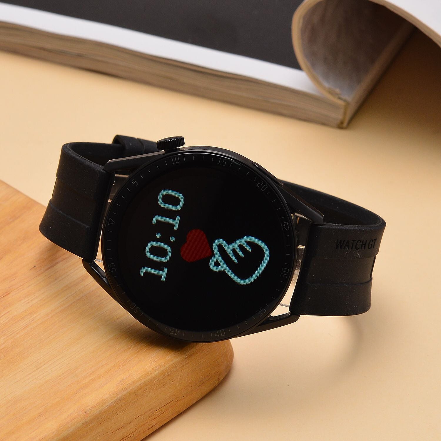 Round Screen Bluetooth Smart Watch with Hryfine App (supports Apple iOS 10, Android 6.0 or Above) - Black