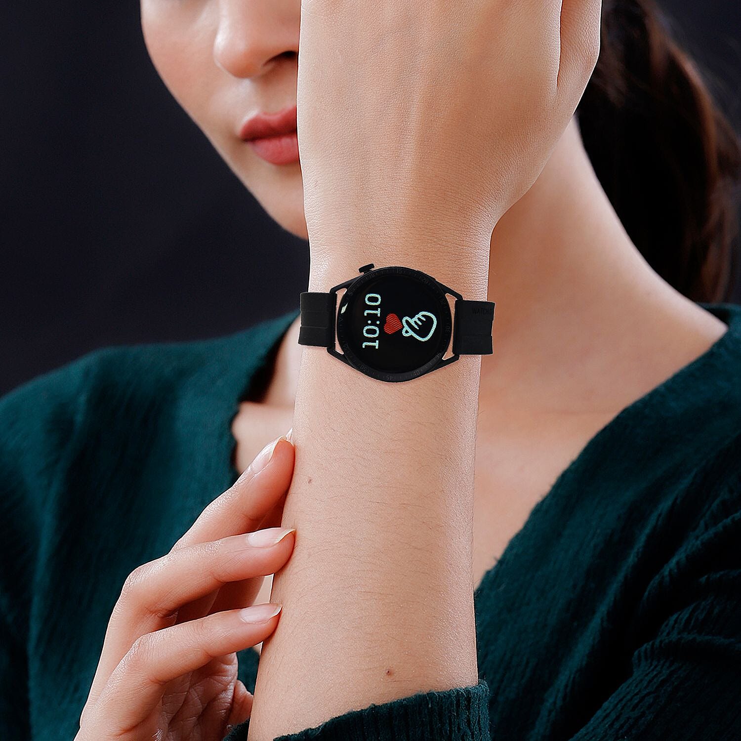 Round Screen Bluetooth Smart Watch with Hryfine App (supports Apple iOS 10, Android 6.0 or Above) - Black