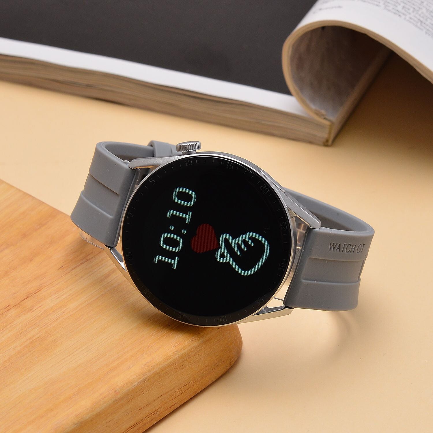 Smart Watch with Hryfine App - Bluetooth, Multi Dial Health Monitor with Heart Rate, Blood Pressure, Blood Oxygen, Sleep Monitor, Steps (supports Apple iOS 10, Android 6.0 or Above) - Grey