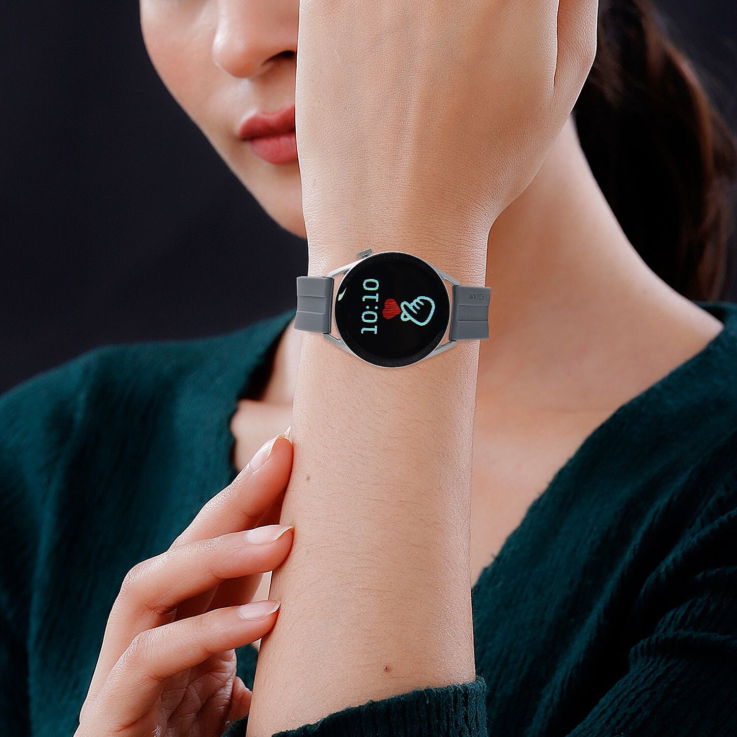 Smart Watch with Hryfine App - Bluetooth, Multi Dial Health Monitor with Heart Rate, Blood Pressure, Blood Oxygen, Sleep Monitor, Steps (supports Apple iOS 10, Android 6.0 or Above) - Grey