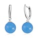 Blue Jade J Hoop Half Hoop Earring in Rhodium Overlay Sterling Silver 23.83 ct 23.830 Ct.