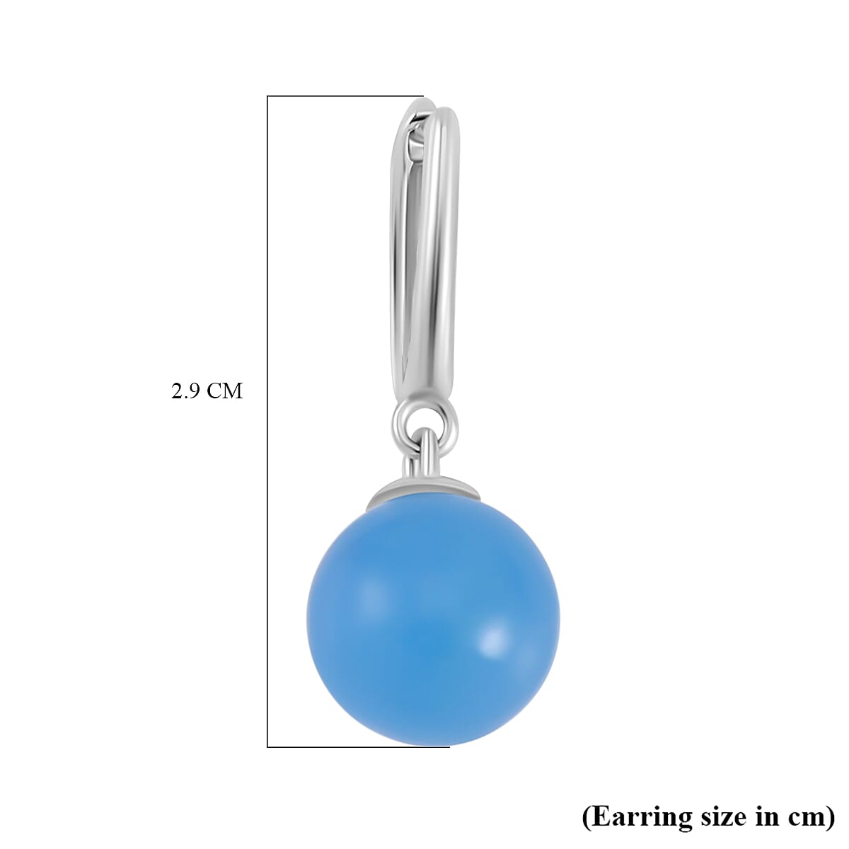 Blue Jade J Hoop Half Hoop Earring in Rhodium Overlay Sterling Silver 23.83 ct 23.830 Ct.