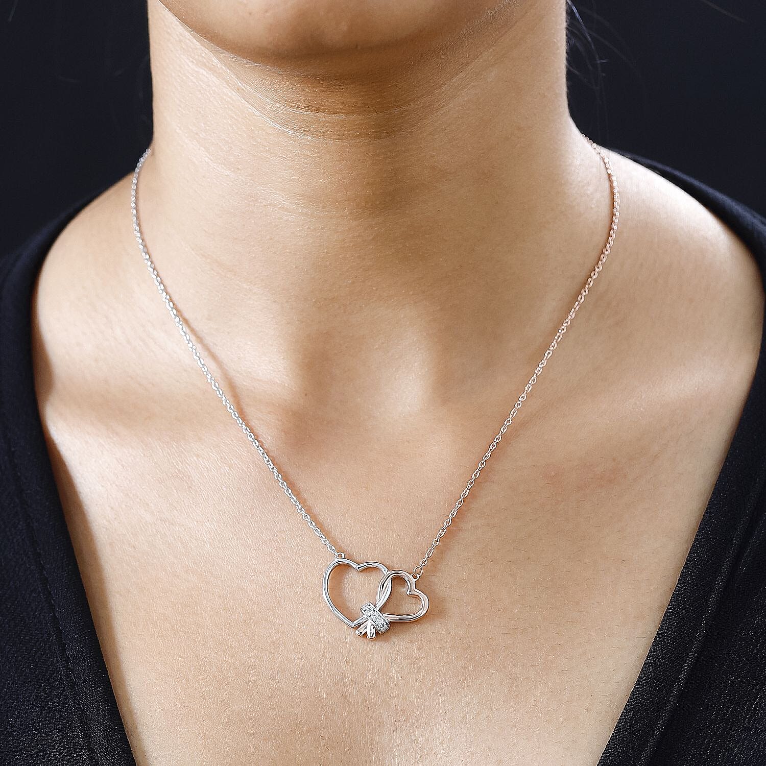  Moissanite Fancy Necklace (Size - 20) Sterling Silver 0.13 ct 0.150 Ct.